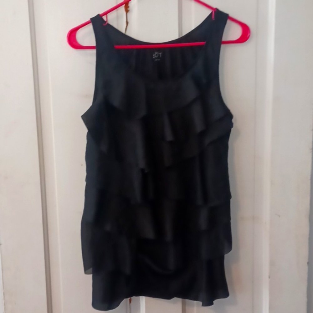 Anne Taylor loft sleaveles Ruffled blouse light weight cotton poly size med - Picture 4 of 4